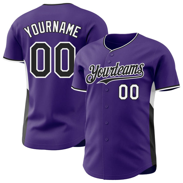 Custom Purple Black-White Classic Color Block Side Panel Stripe Authentic Baseball Jersey