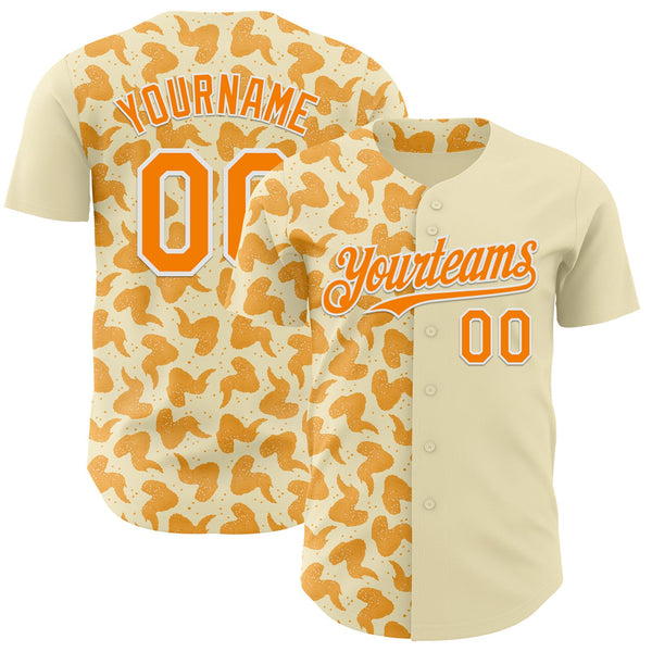 Custom Cream Bay Orange-White Foodie Fried Chicken Authentic Baseball Jersey