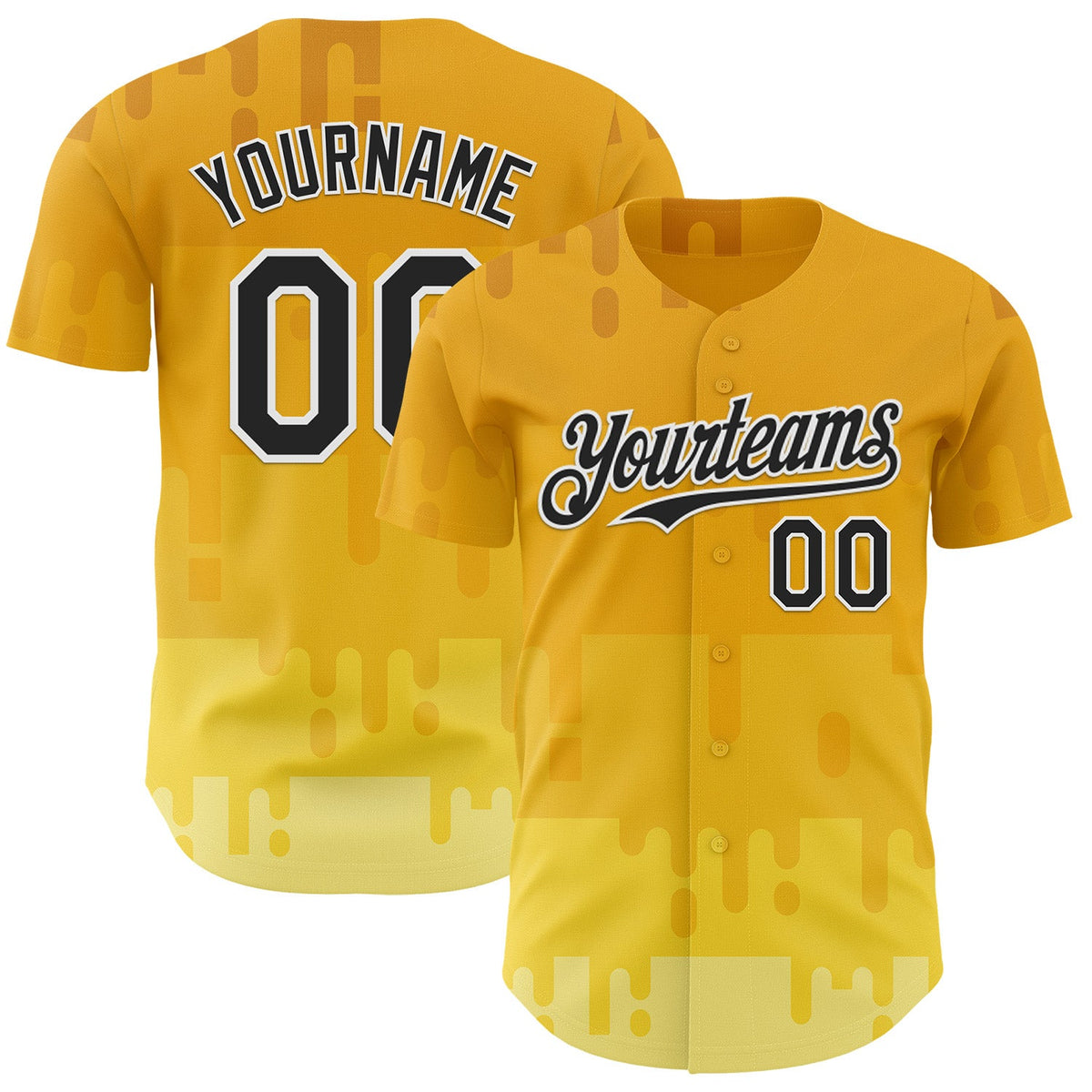 Custom Yellow Black-White Foodie Cheese Authentic Baseball Jersey