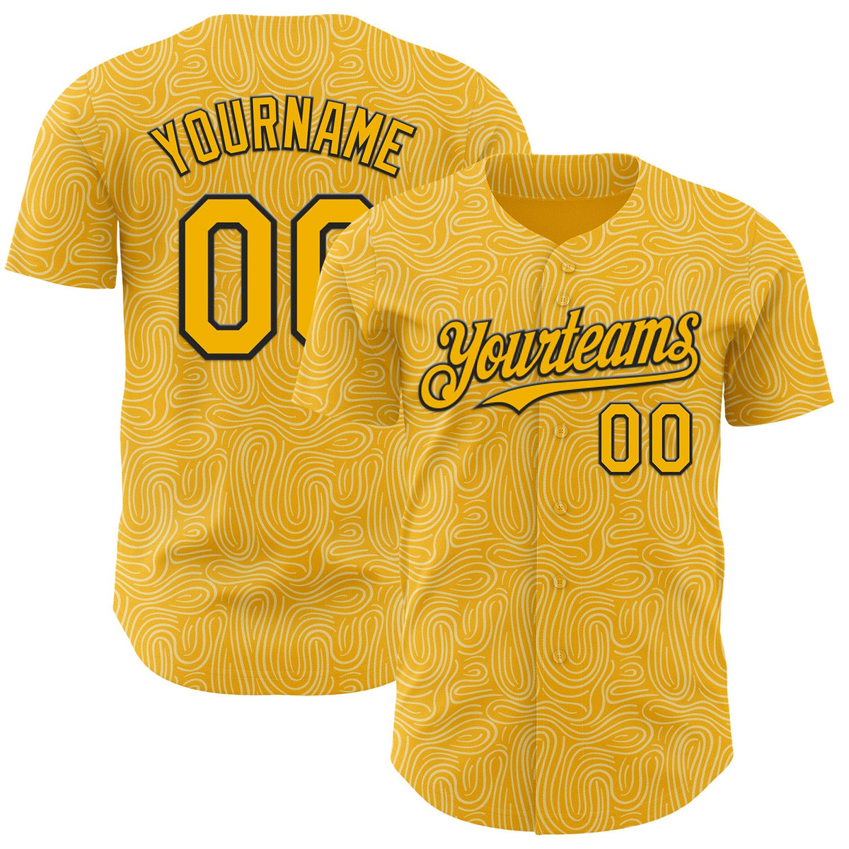 Custom Gold-Black Foodie Pasta Spaghetti Authentic Baseball Jersey