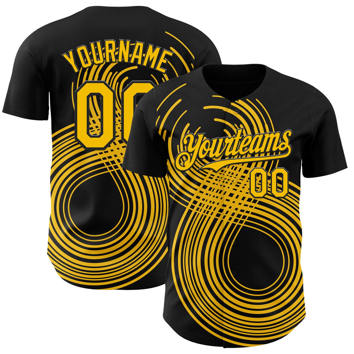 Custom Black-Yellow Autism Acceptance Gold Infinity Authentic Baseball Jersey