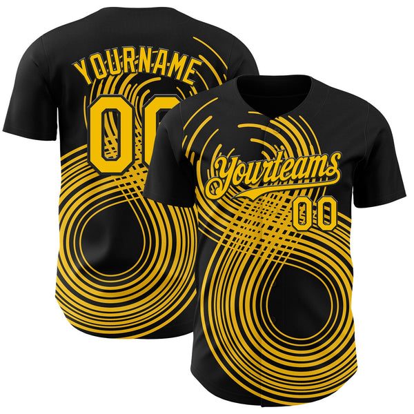 Custom Black-Yellow Autism Acceptance Gold Infinity Authentic Baseball Jersey