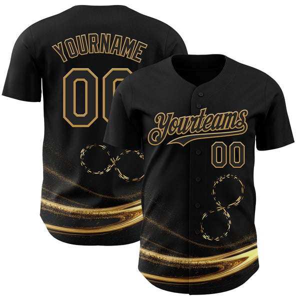 Custom Black-Old Gold Autism Acceptance Gold Infinity Authentic Baseball Jersey