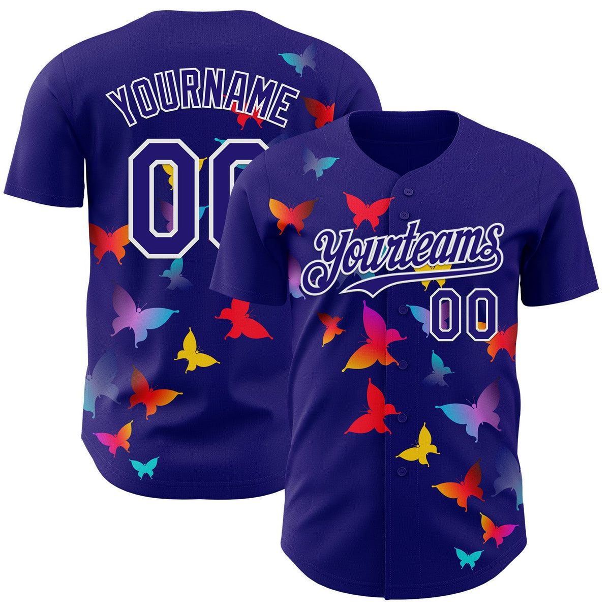 Custom Dark Purple-White Autism Awareness Support Puzzle Infinity Butterfly Authentic Baseball Jersey