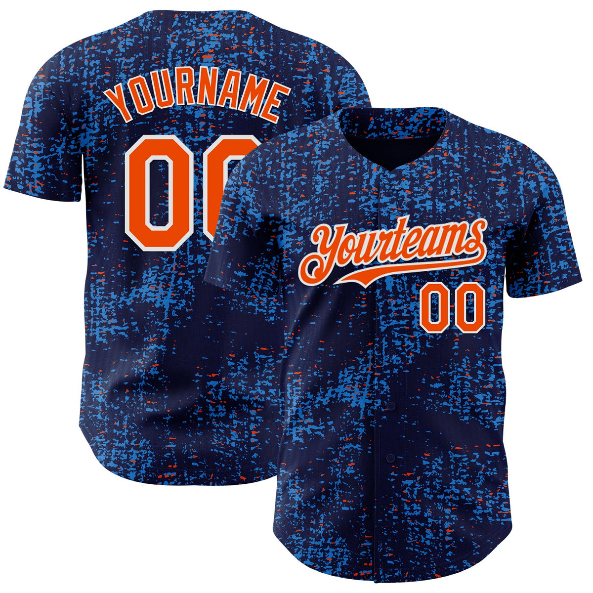 Custom Navy Orange Blue-White France Style Authentic Baseball Jersey