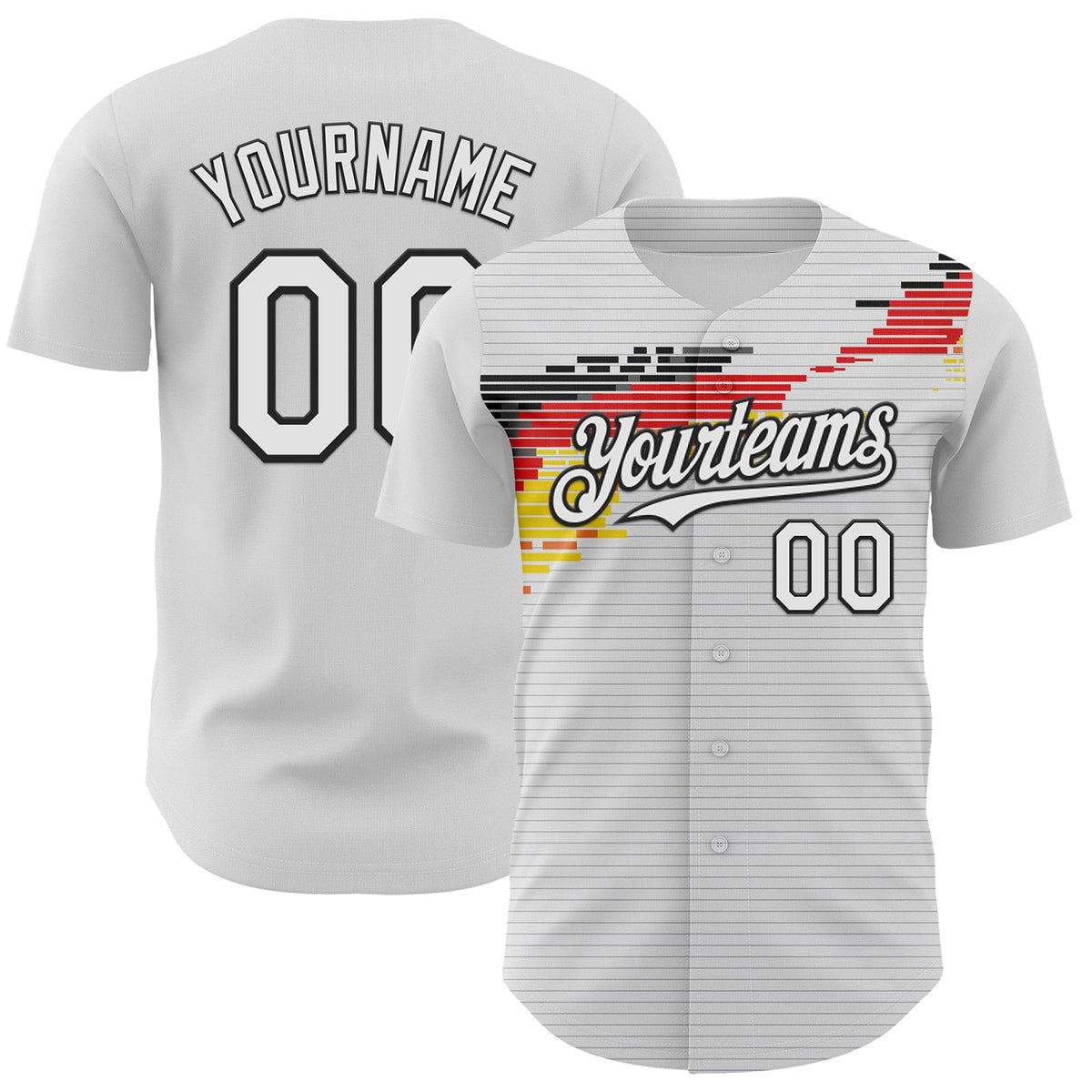 Custom White Red Yellow-Black Germany Style Authentic Baseball Jersey
