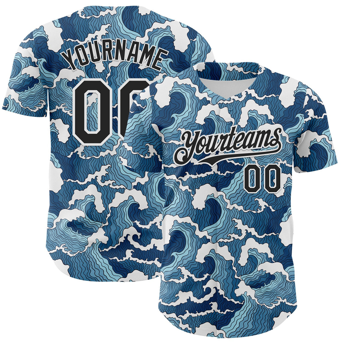 Custom Blue Black-White Japan Style Authentic Baseball Jersey