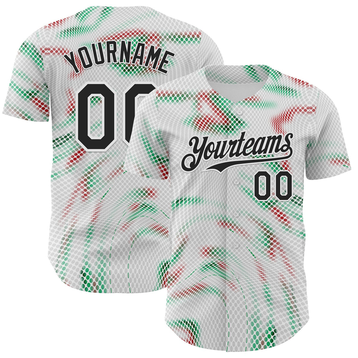 Custom White Black Green-Red Portugal Style Authentic Baseball Jersey