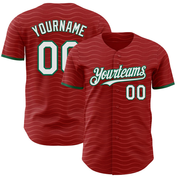Custom Red White-Kelly Green Portugal Style Authentic Baseball Jersey