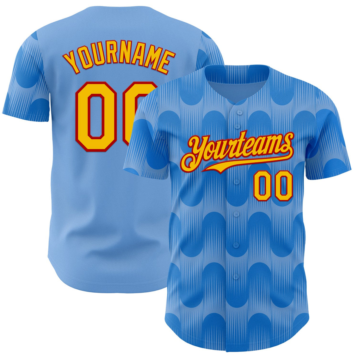 Custom Light Blue Yellow-Red Spain Style Authentic Baseball Jersey