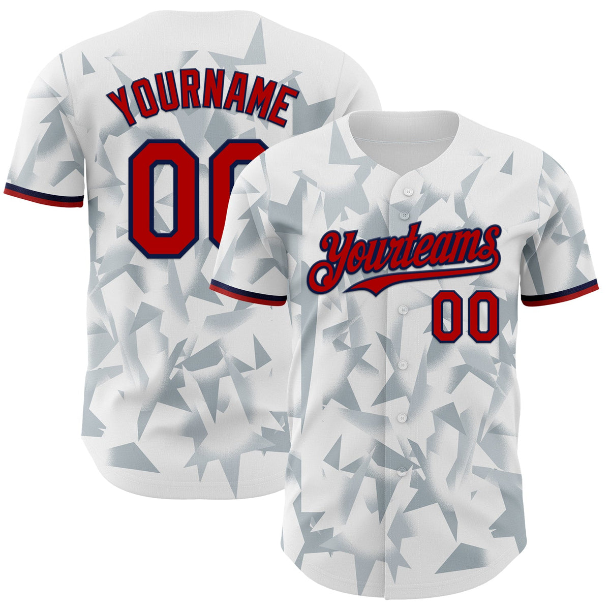 Custom White Red Silver-Navy USA Style Authentic Baseball Jersey