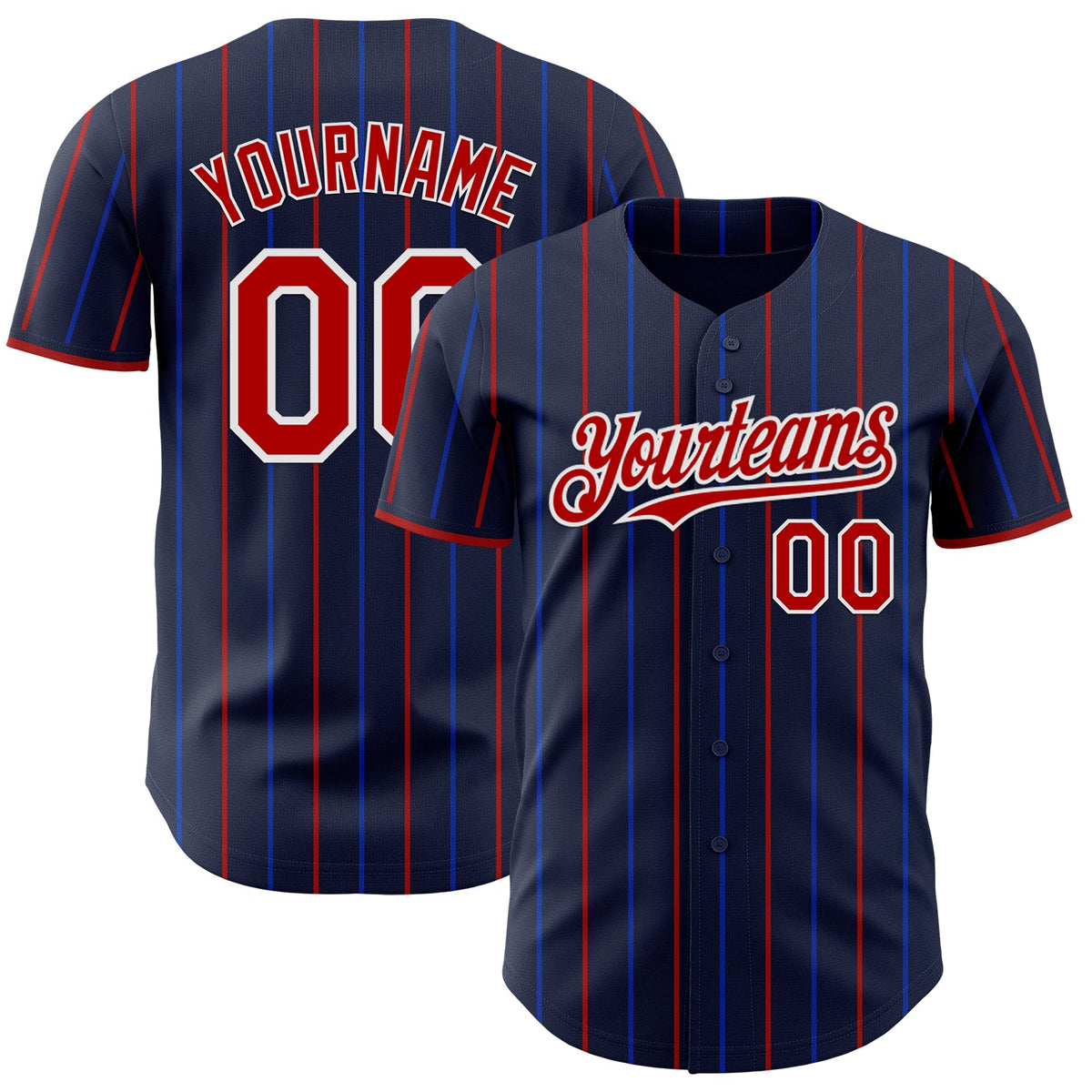 Custom Navy Red Blue-White USA Style Authentic Baseball Jersey