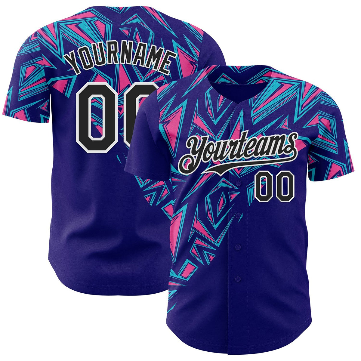 Custom Dark Purple Black-White Geometric Patchwork Asymmetry Authentic Baseball Jersey