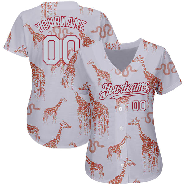 Custom Gray Silver-Cardinal 3D Pattern Design Giraffe And Snake Authentic Baseball Jersey alternate