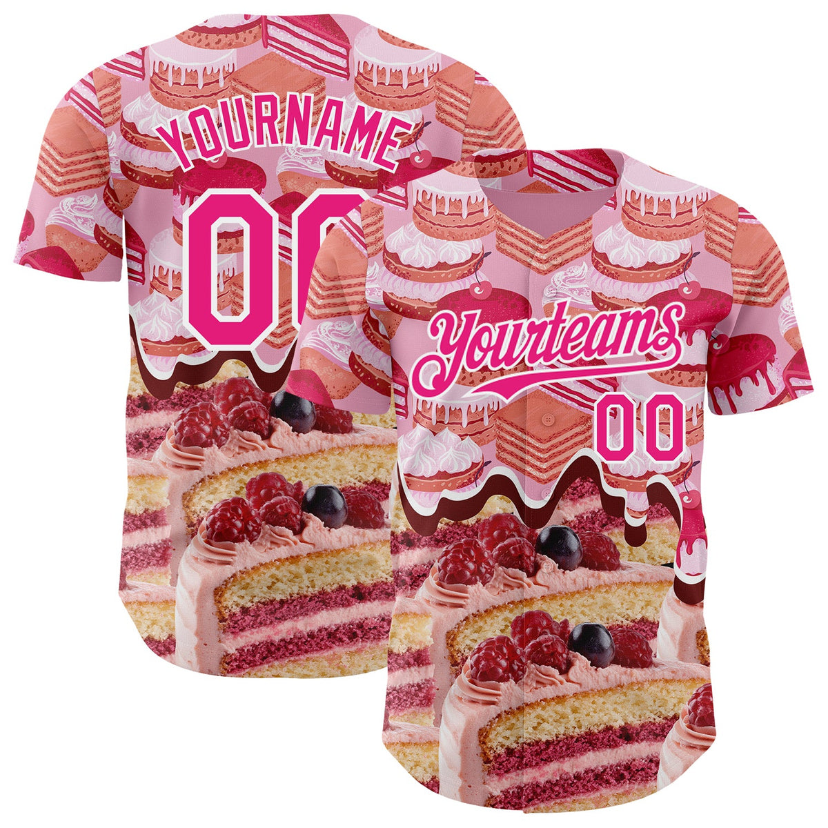 Custom Pink-White Ice Cream Cake Foodie Dessert Authentic Baseball Jersey
