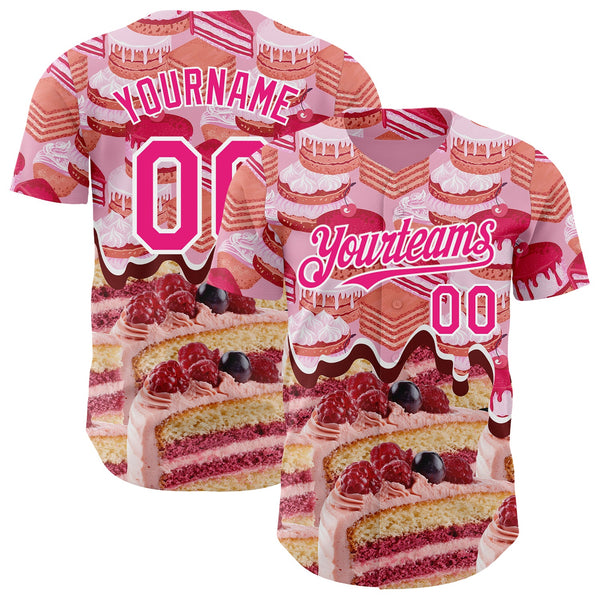Custom Pink-White Ice Cream Cake Foodie Dessert Authentic Baseball Jersey