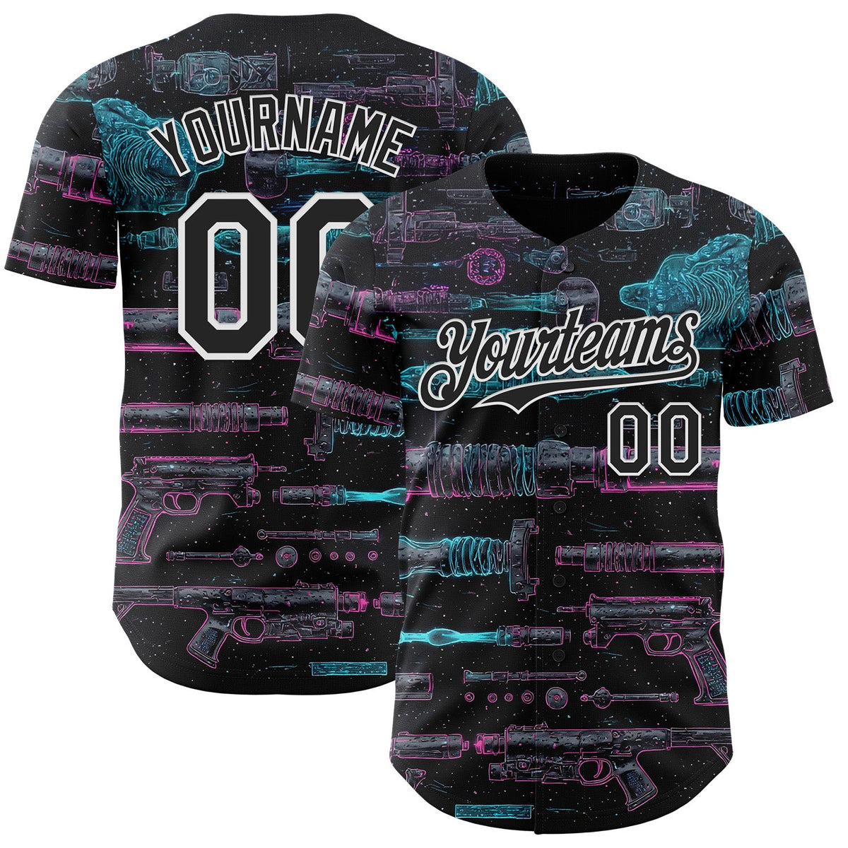 Custom Black-White Futurism Sci-Fi E-sports 3D Pattern Design Authentic Baseball Jersey