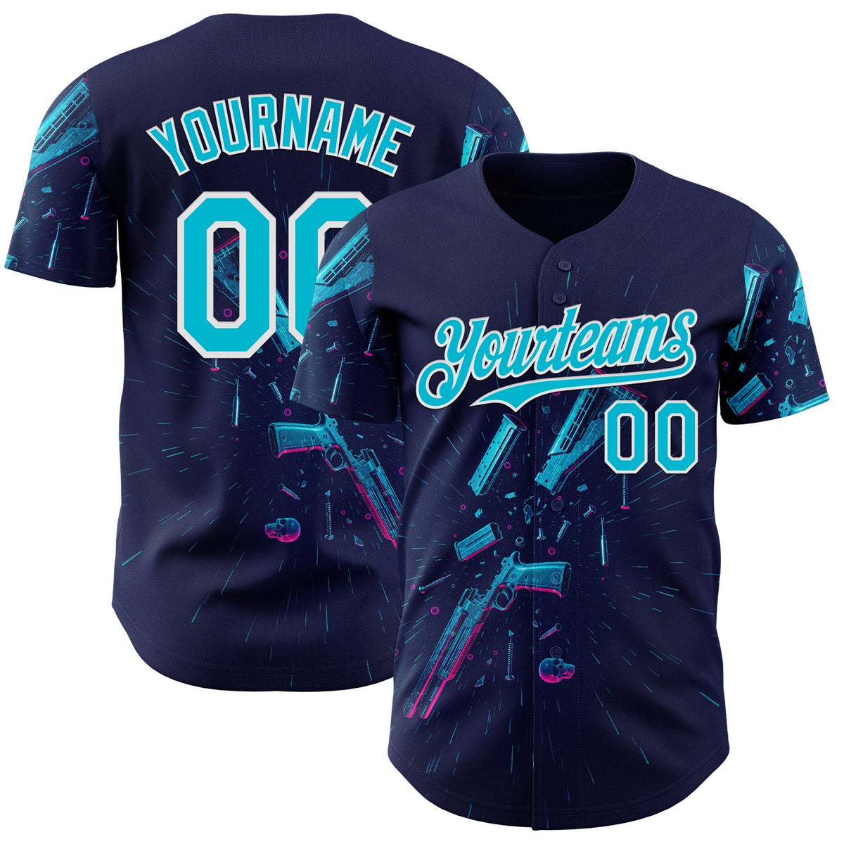 Custom Navy Lakes Blue-White Futurism Cyberpunk E-sports 3D Pattern Design Authentic Baseball Jersey