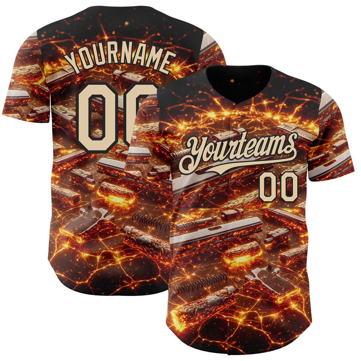 Custom Black-City Cream Futurism Cyberpunk Tech E-sports 3D Pattern Design Authentic Baseball Jersey