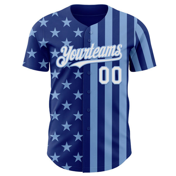 Custom Royal White-Light Blue USA Flag Patriotic Split Stars and Stripes Authentic Baseball Jersey alternate