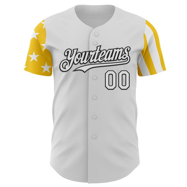 Custom White Yellow-Black Two Tone USA Flag Sleeves Stars and Stripes Authentic Baseball Jersey alternate