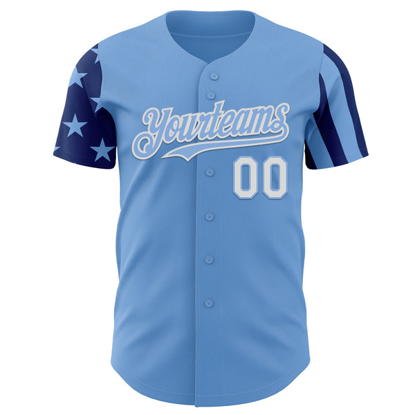 Custom Light Blue White-Royal Two Tone USA Flag Sleeves Stars and Stripes Authentic Baseball Jersey alternate
