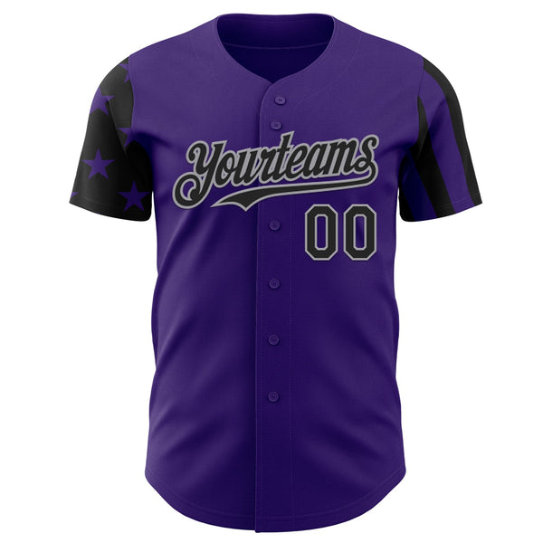 Custom Purple Black-Gray Two Tone USA Flag Sleeves Stars and Stripes Authentic Baseball Jersey alternate