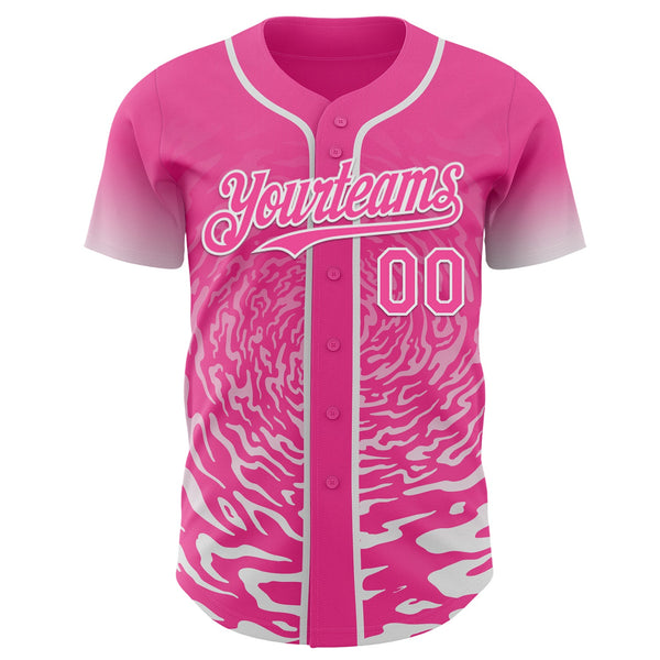 Custom Light Pink Sky Blue-White Ice Cream Waffle Foodie Dessert Authentic Baseball Jersey alternate