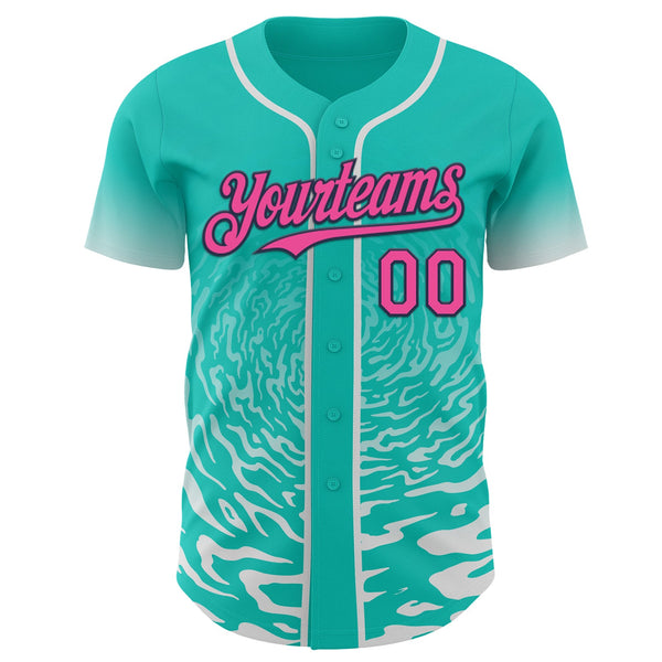 Custom Light Pink Kelly Green-White Ice Cream Waffle Foodie Dessert Authentic Baseball Jersey alternate