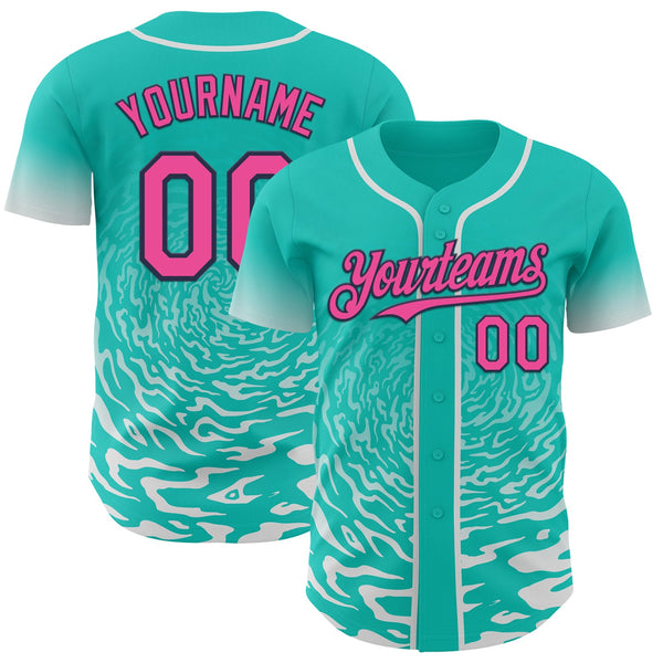 Custom Light Pink Kelly Green-White Ice Cream Waffle Foodie Dessert Authentic Baseball Jersey