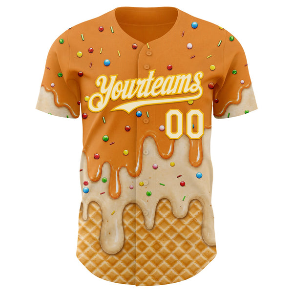 Custom Bay Orange Cream-Gold Ice Cream Waffle Foodie Dessert Authentic Baseball Jersey alternate