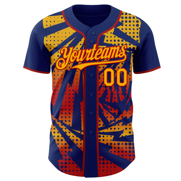 Custom Royal Gold-Red Lightning Gradient Dot Authentic Baseball Jersey alternate