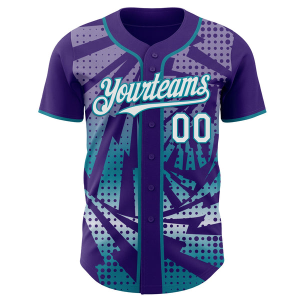 Custom Purple White-Teal Lightning Gradient Dot Authentic Baseball Jersey alternate