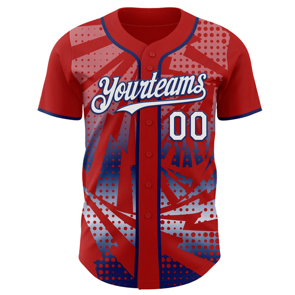 Custom Red White-Royal Lightning Gradient Dot Authentic Baseball Jersey alternate