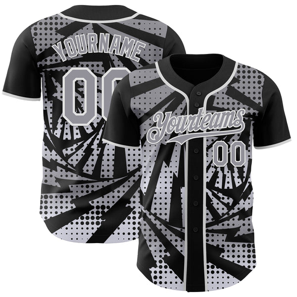 Custom Black Gray-White Lightning Gradient Dot Authentic Baseball Jersey