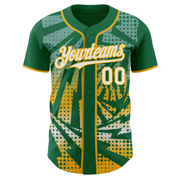 Custom Kelly Green White-Gold Lightning Gradient Dot Authentic Baseball Jersey alternate