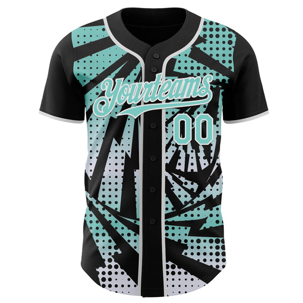 Custom Black Ice Blue-White Lightning Gradient Dot Authentic Baseball Jersey alternate