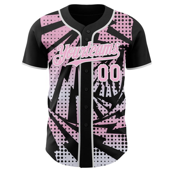 Custom Black Light Pink-White Lightning Gradient Dot Authentic Baseball Jersey alternate