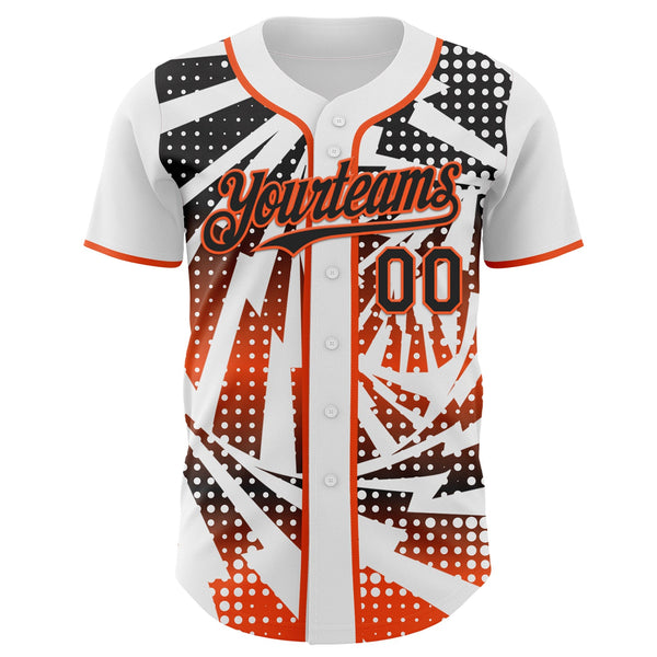 Custom White Black-Orange Lightning Gradient Dot Authentic Baseball Jersey alternate