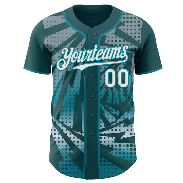 Custom Midnight Green White-Teal Lightning Gradient Dot Authentic Baseball Jersey alternate