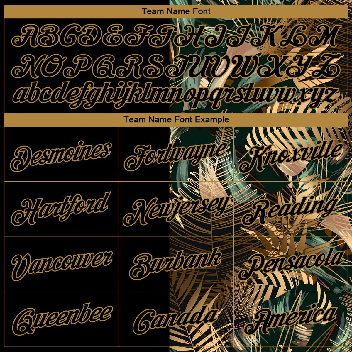 Custom Black Old Gold 3D Pattern Tropical Hawaii Palm Leaves Authentic Basketball Jersey - Front