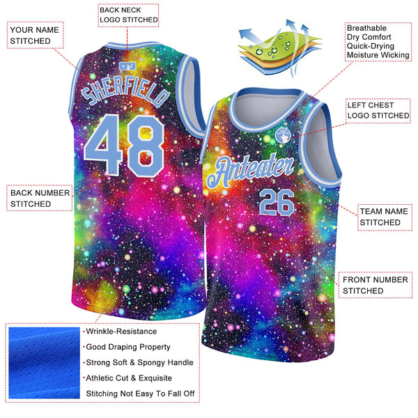 Custom Galactic Light Blue-White 3D Authentic Basketball Jersey alternate