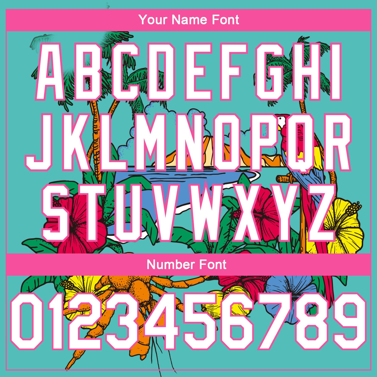 Custom Aqua Pink Light Blue-Black 3D Pattern Tropical Beach Hawaii Palm Trees Authentic Basketball Jersey - Detail