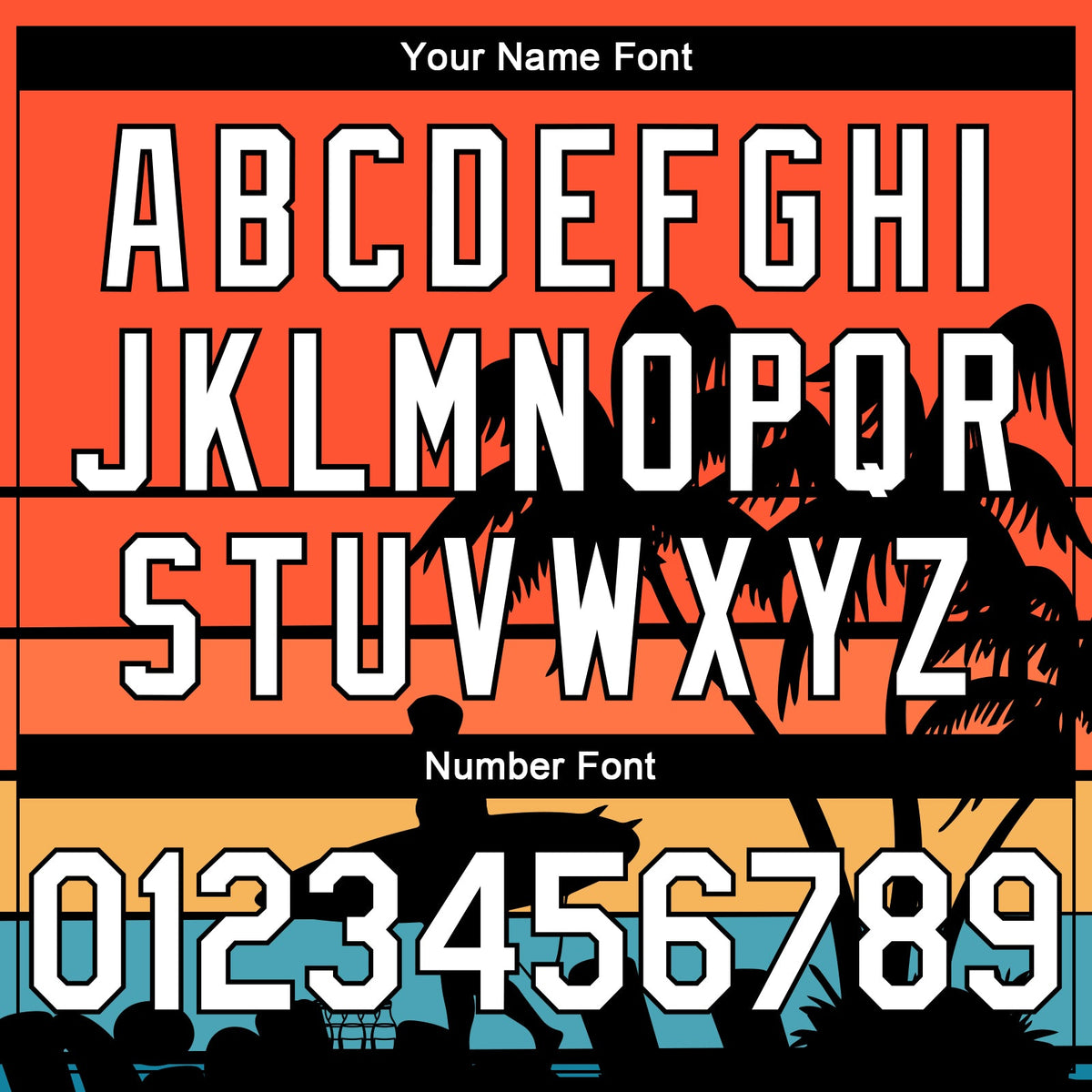 Custom Orange White-Black 3D Pattern Hawaii Beach Palm Trees Authentic Basketball Jersey - Detail