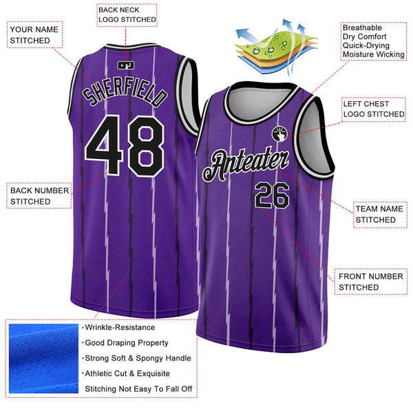 Custom Purple Black-White Lines Authentic City Edition Basketball Jersey alternate