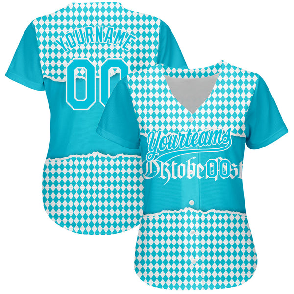 Custom Lakes Blue White 3D Pattern Design Oktoberfest Authentic Baseball Jersey alternate