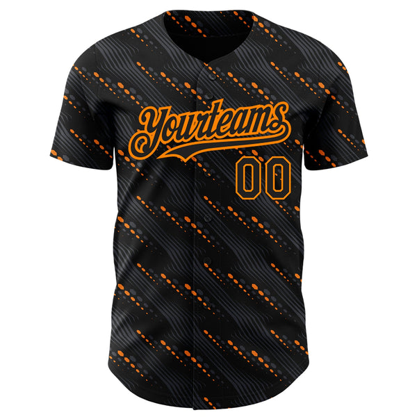 Custom Black Bay Orange 3D Pattern Design Slant Lines Authentic Baseball Jersey alternate
