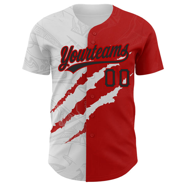 Custom Graffiti Pattern Black-Red 3D Scratch Authentic Baseball Jersey alternate