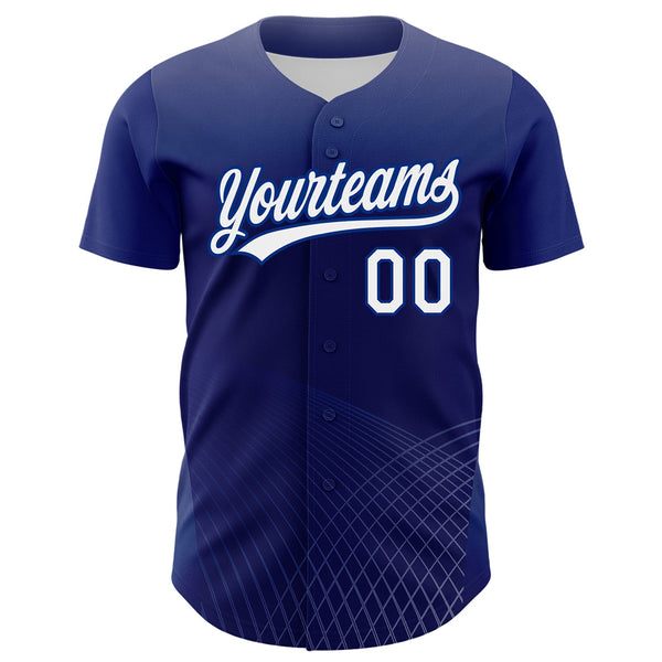 Custom Purple White-Royal 3D Pattern Design Crossed Lines Authentic Baseball Jersey alternate