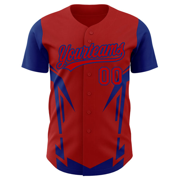 Custom Red Royal 3D Pattern Design Side Sharp Edges Authentic Baseball Jersey alternate
